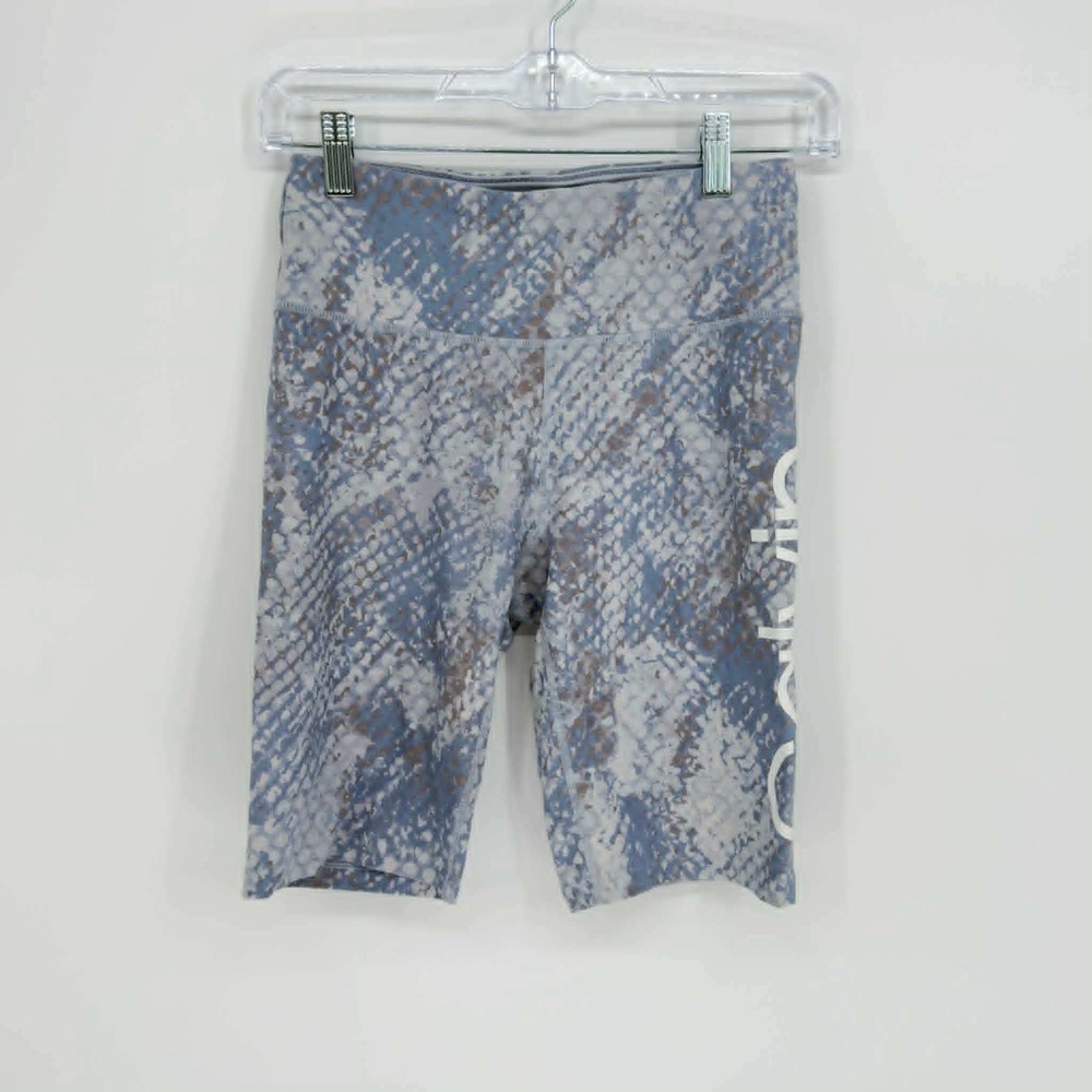 Calvin‎ Klein Women's Blue Snakeskin Print Performance Bike Shorts Size S